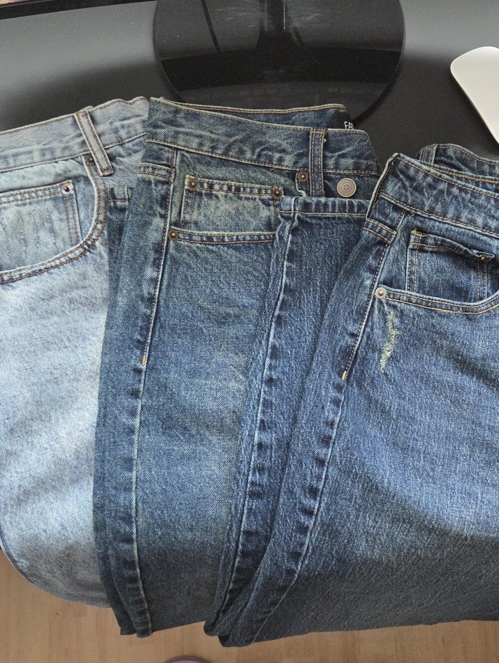 Fashion Nova Boyfriend Jeans in Light to Dark Blue Washes